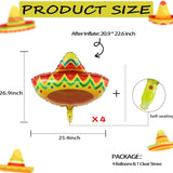 4PCS 27 Inch Fiesta Sombrero Balloons Cinco De Mayo Taco Party Decor Set