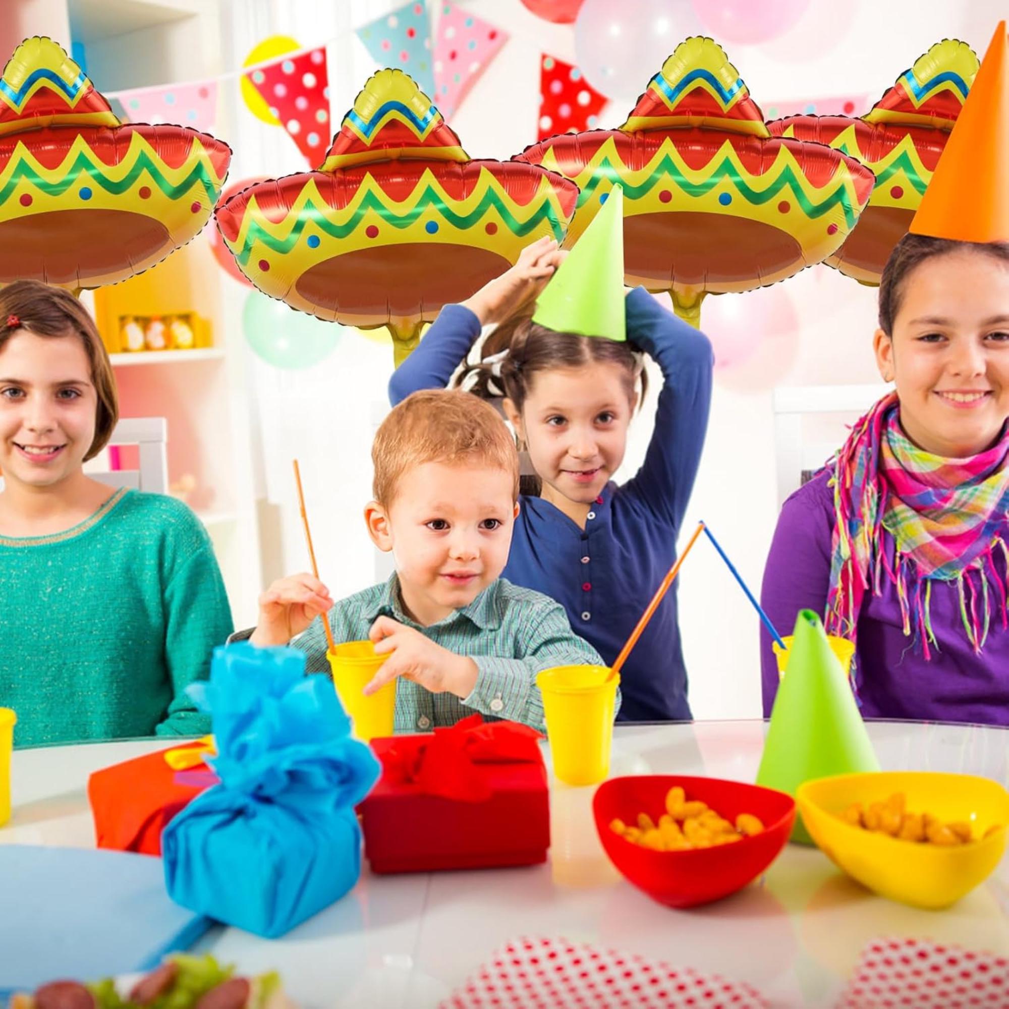 4PCS 27 Inch Fiesta Sombrero Balloons Cinco De Mayo Taco Party Decor Set