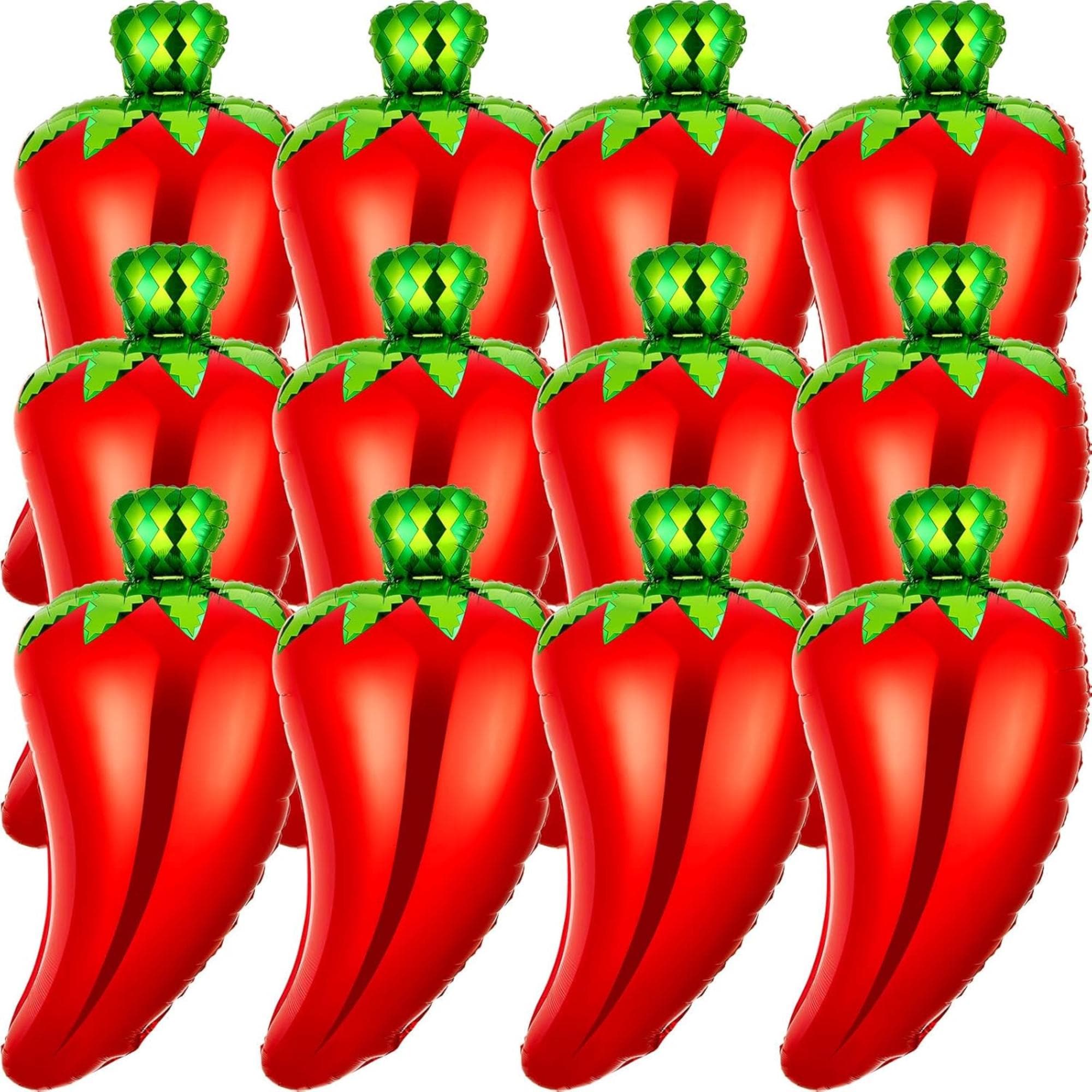 12Pcs Chili Pepper Balloons Fiesta Decorations Mexican Party Foil Balloon Set