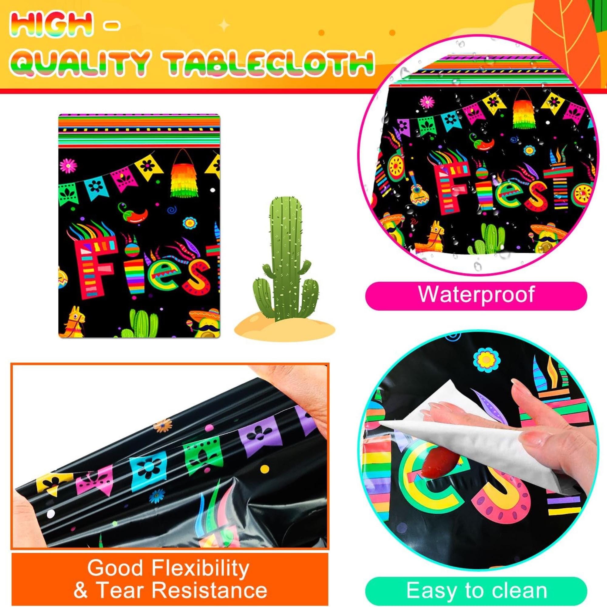 62Pcs Fiesta Party Kit Balloon Arch Banner Tablecloth Cinco De Mayo Decor Set