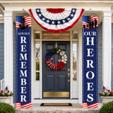 Memorial Day Porch Banner, Always Remember Heroes, Red White Blue Door Decoration