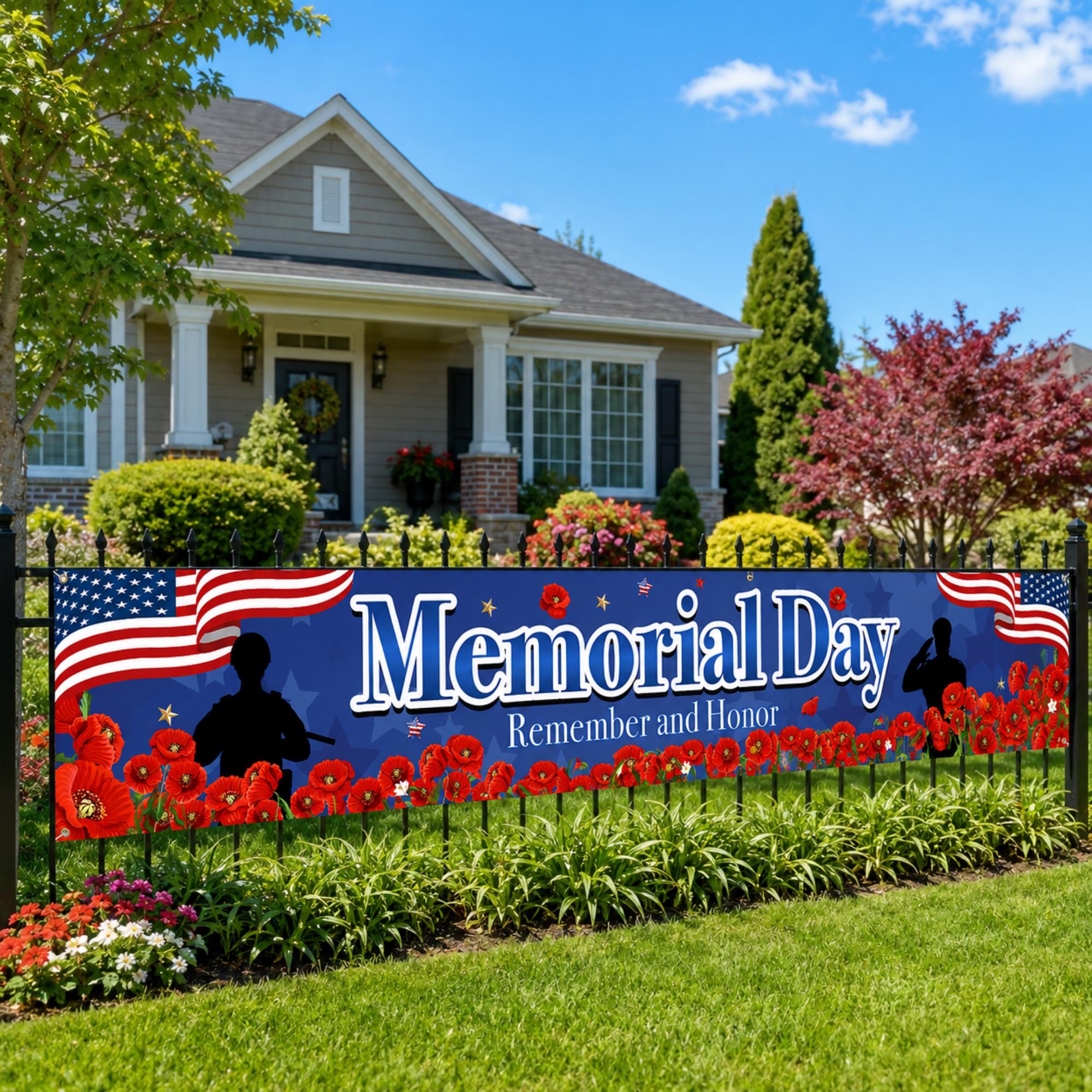 Memorial Day Banner, Remember Honor Yard Sign, Patriotic Indoor Outdoor Decoration