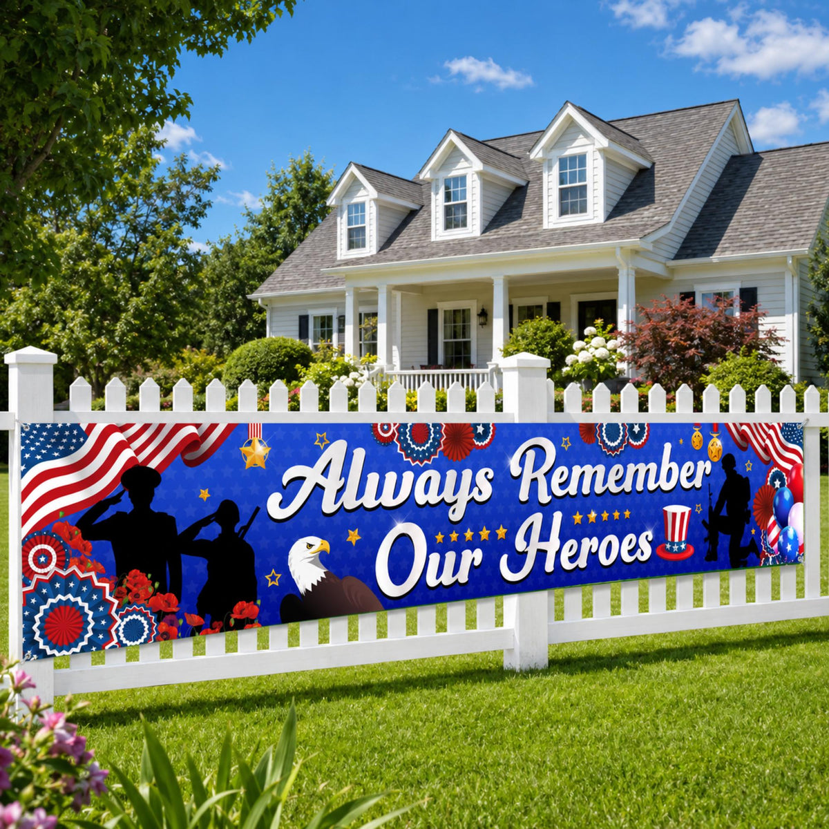 Memorial Day Garden Banner, Patriotic Outdoor Yard Sign, Remembrance Decor