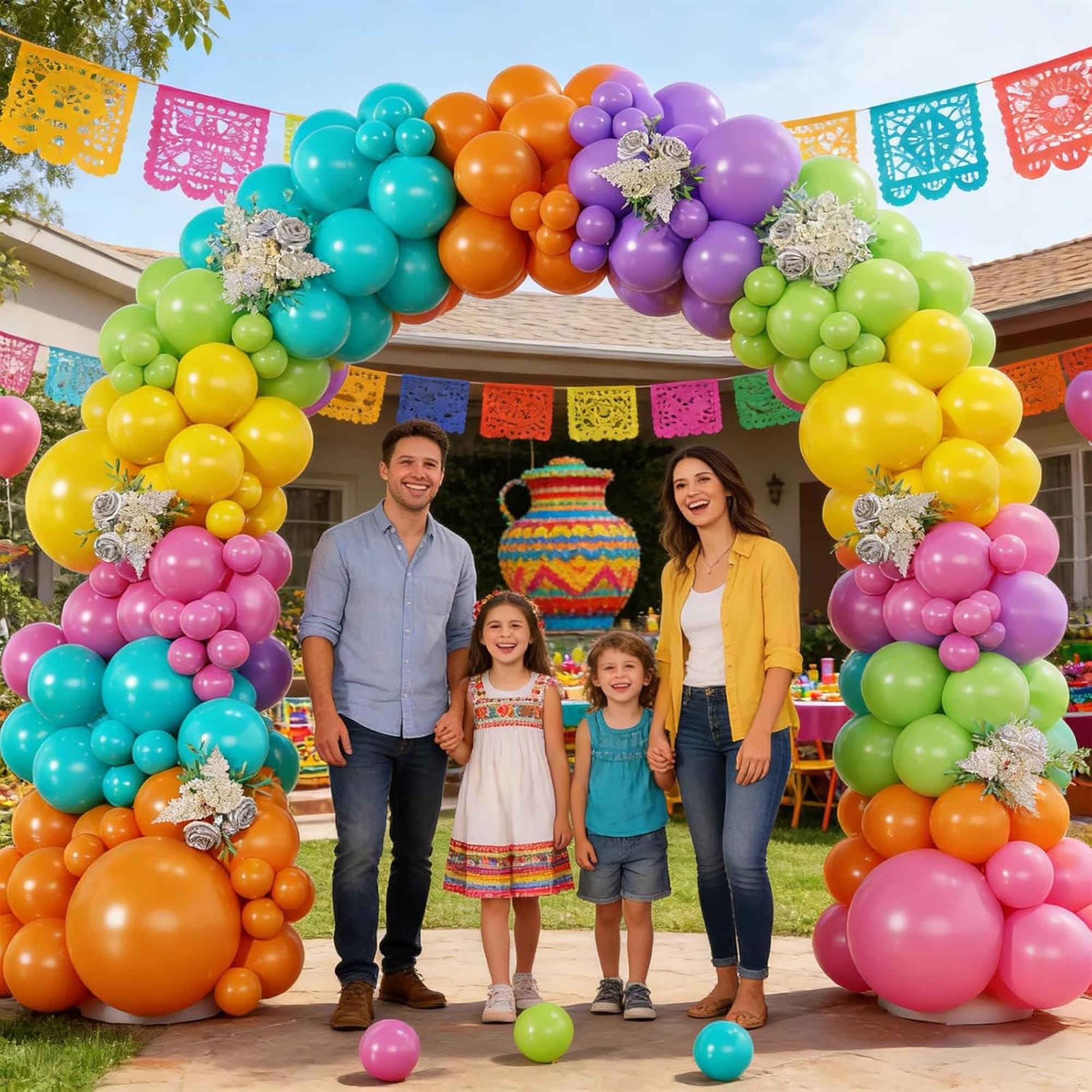 164Pcs Fiesta Pastel Balloon Arch Kit Cinco De Mayo Taco Party Decor Set