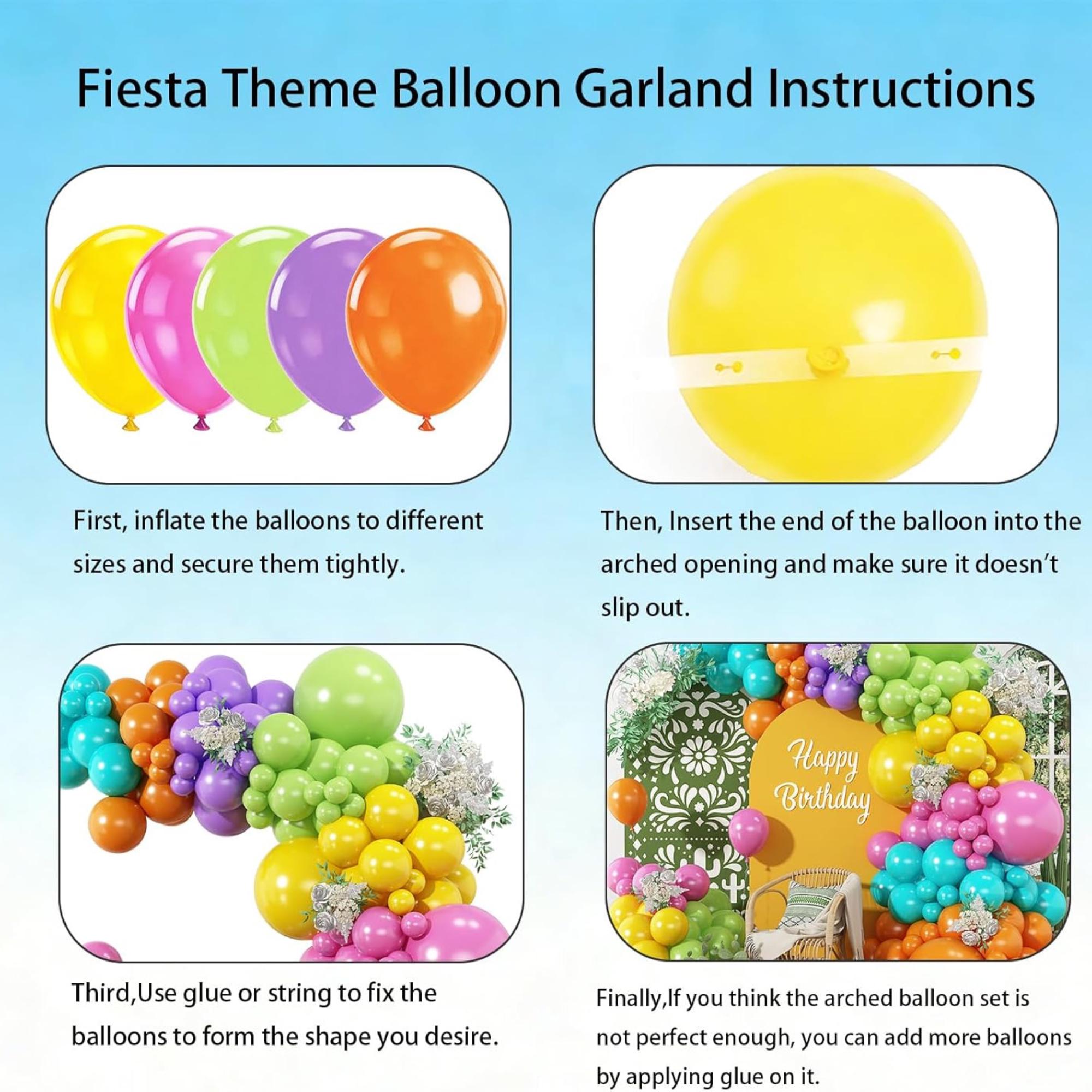 164Pcs Fiesta Pastel Balloon Arch Kit Cinco De Mayo Taco Party Decor Set