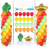 2 Set Fiesta Balloon Column Stand Kit 102 Balloons Cactus Sombrero Party