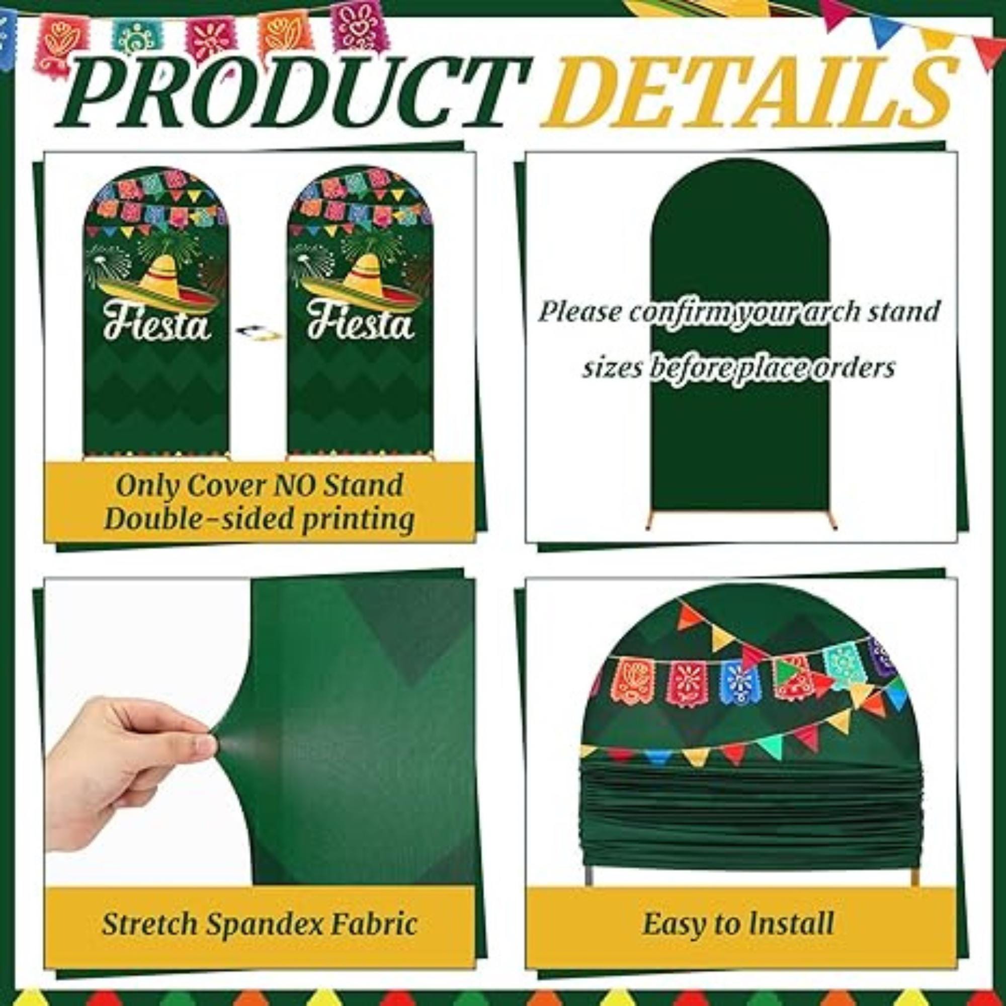 3Pcs Cinco De Mayo Arch Backdrop Covers Fiesta Party Photo Booth Decor Set
