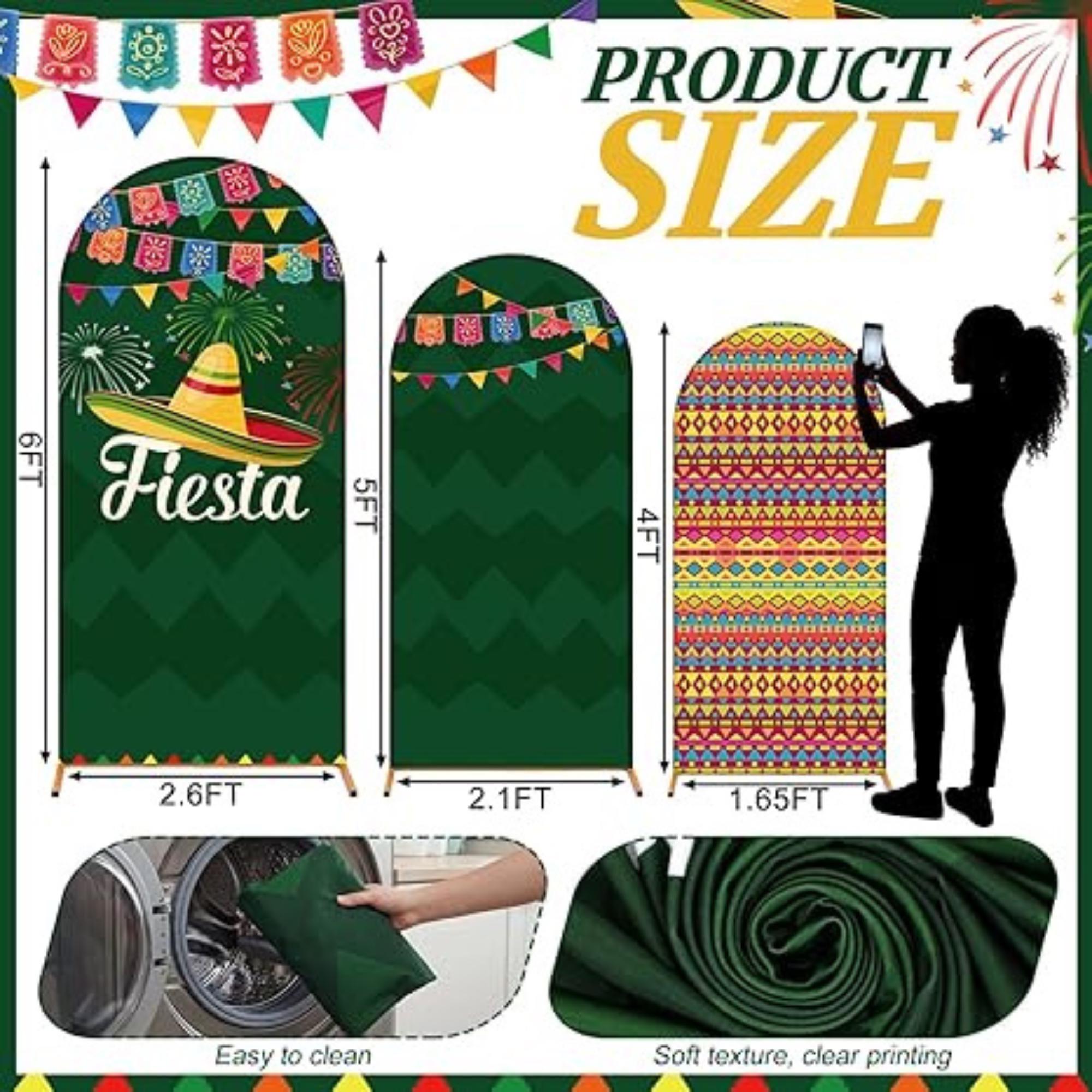 3Pcs Cinco De Mayo Arch Backdrop Covers Fiesta Party Photo Booth Decor Set