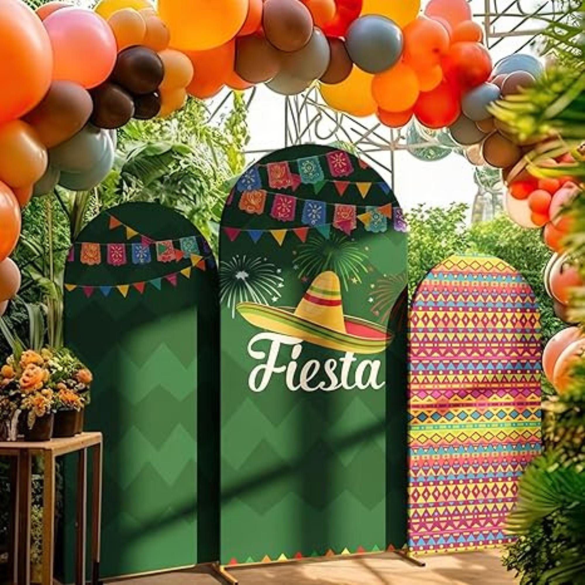 3Pcs Cinco De Mayo Arch Backdrop Covers Fiesta Party Photo Booth Decor Set