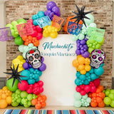 161Pcs Day of the Dead Balloon Arch Kit Sugar Skull Halloween Party Decor Set