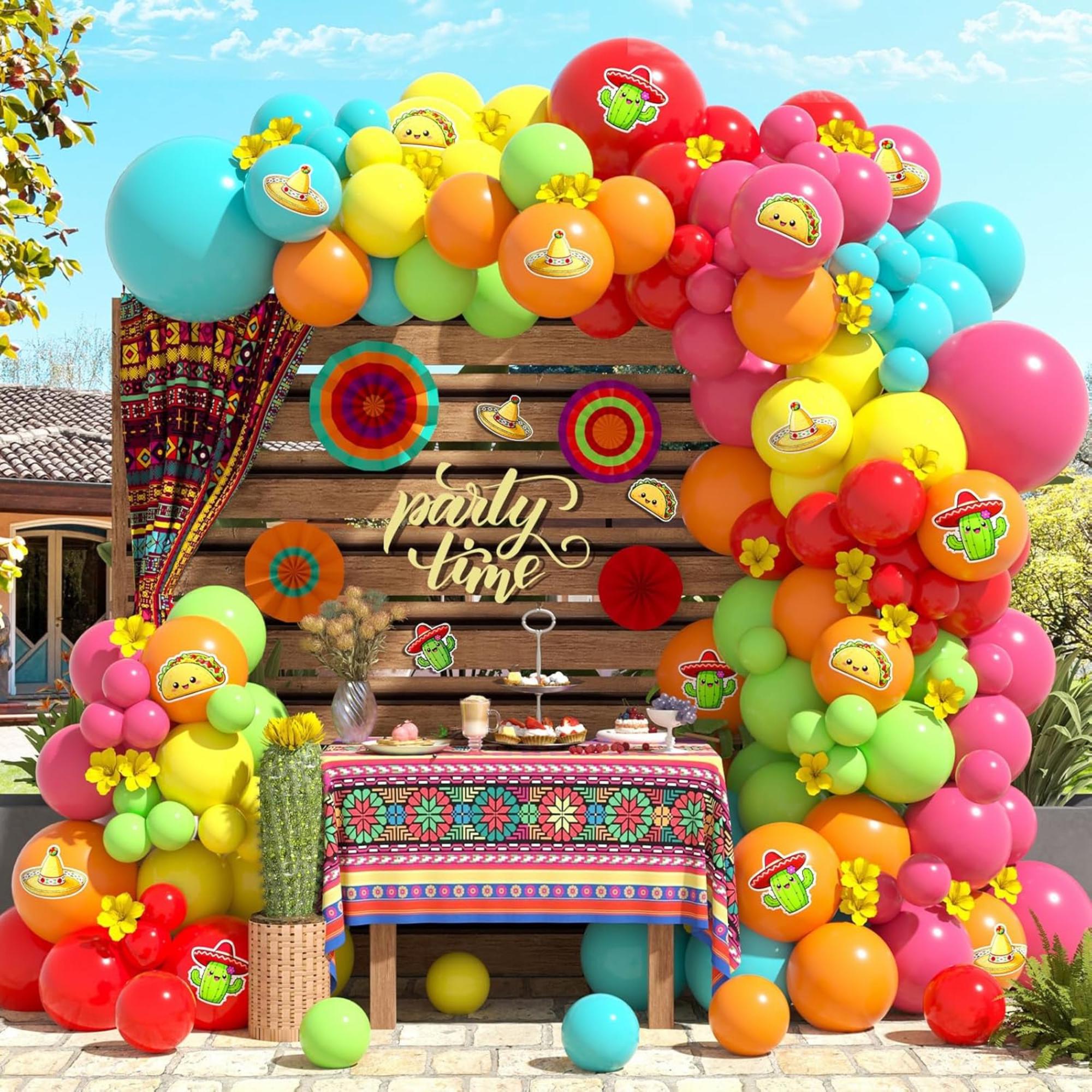 183Pcs Fiesta Balloon Arch Kit Cactus Sombrero Taco Party Decor Set Birthday