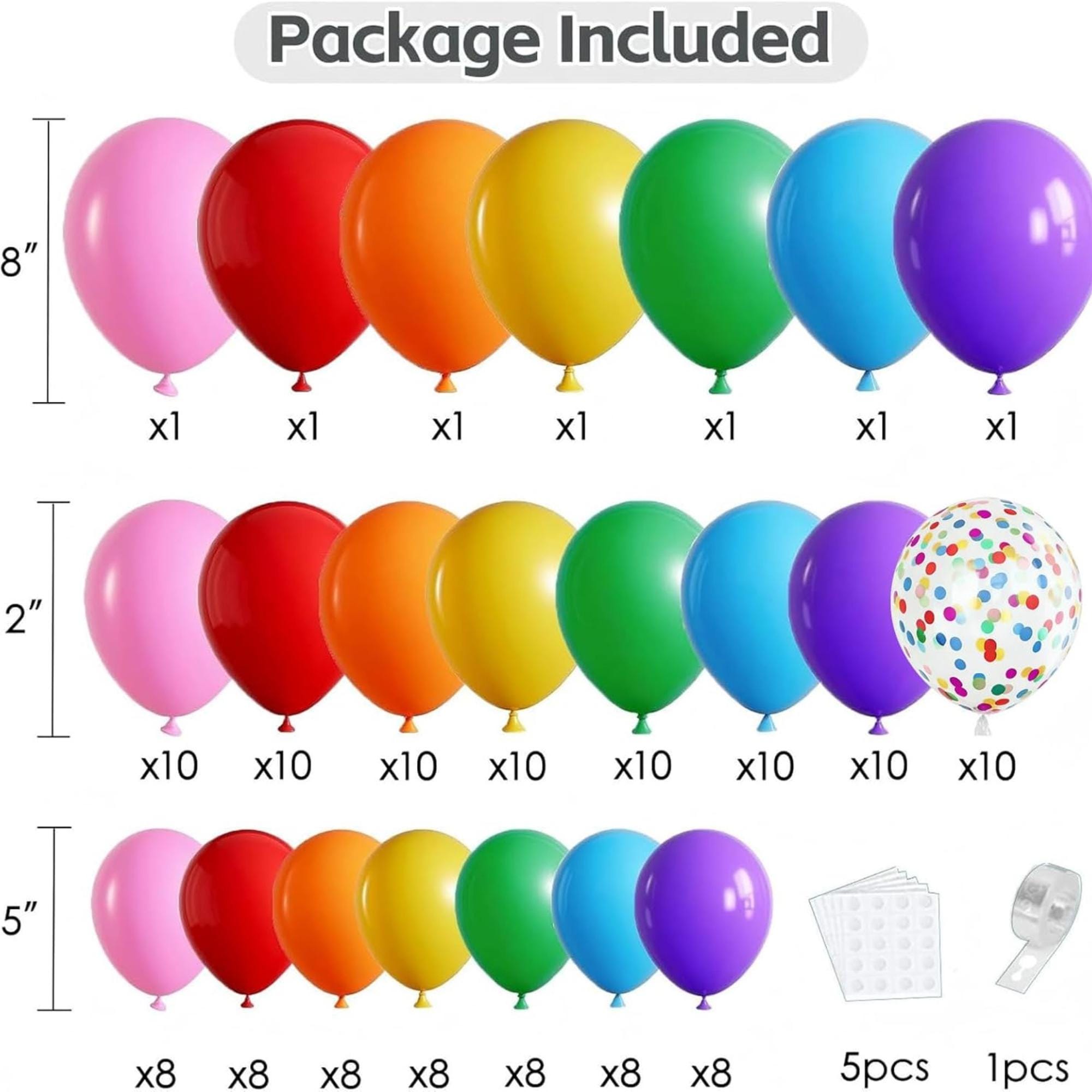 139Pcs Rainbow Balloon Arch Kit Colorful Fiesta Cinco De Mayo Party Decor Set