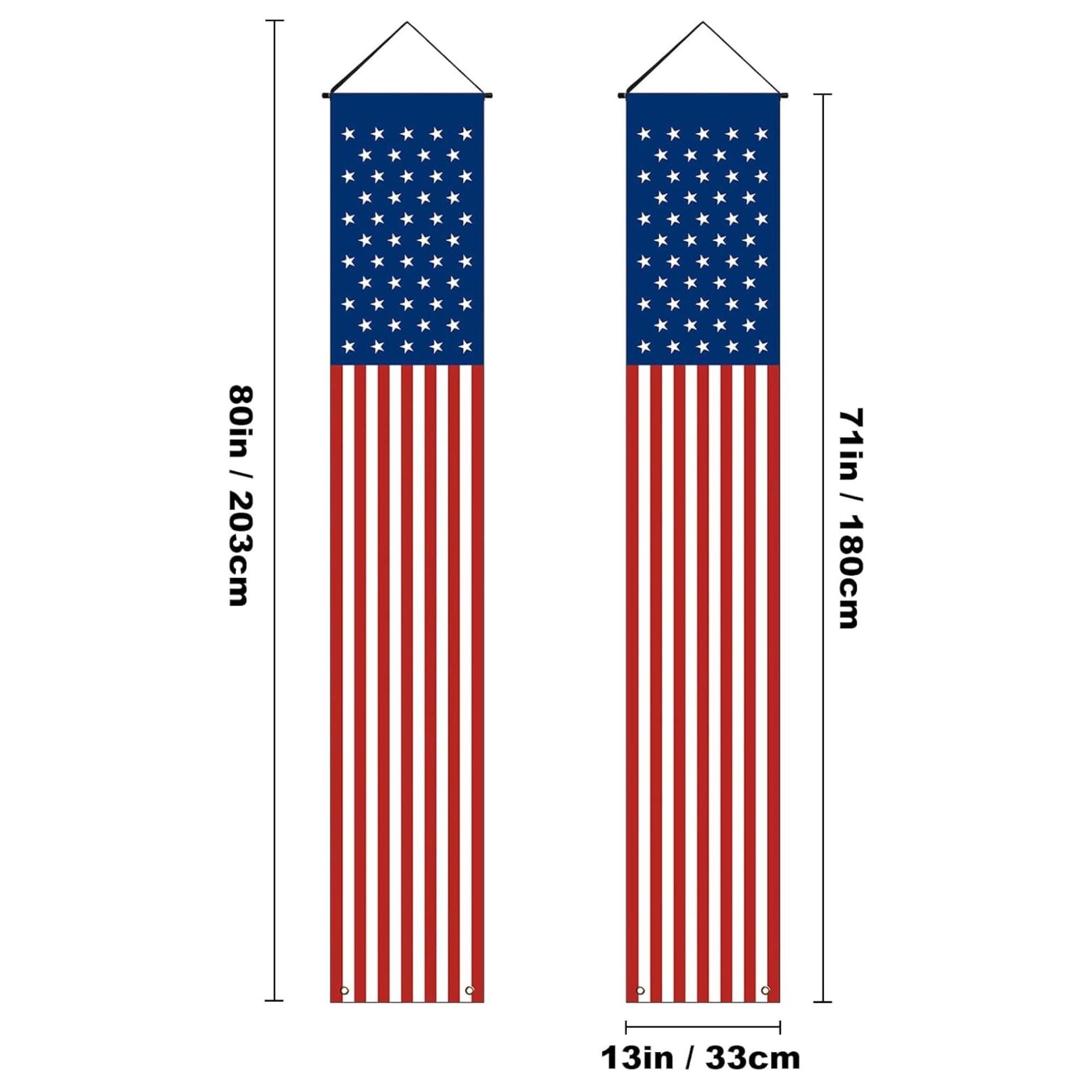 Patriotic American Flag Door Banner: Memorial Day, 4th July Porch Decor