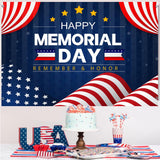 Patriotic Memorial Day Backdrop Banner: Remember Honor Soldier Photography Background Party Decor