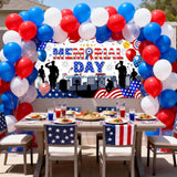 Memorial Day Remember Honor Banner: Patriotic Red White Blue Party Backdrop