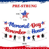 Glitter Memorial Day Banner: Red, Blue, Silver Patriotic Military Theme