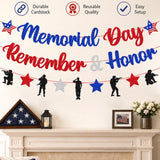Glitter Memorial Day Banner: Red, Blue, Silver Patriotic Military Theme