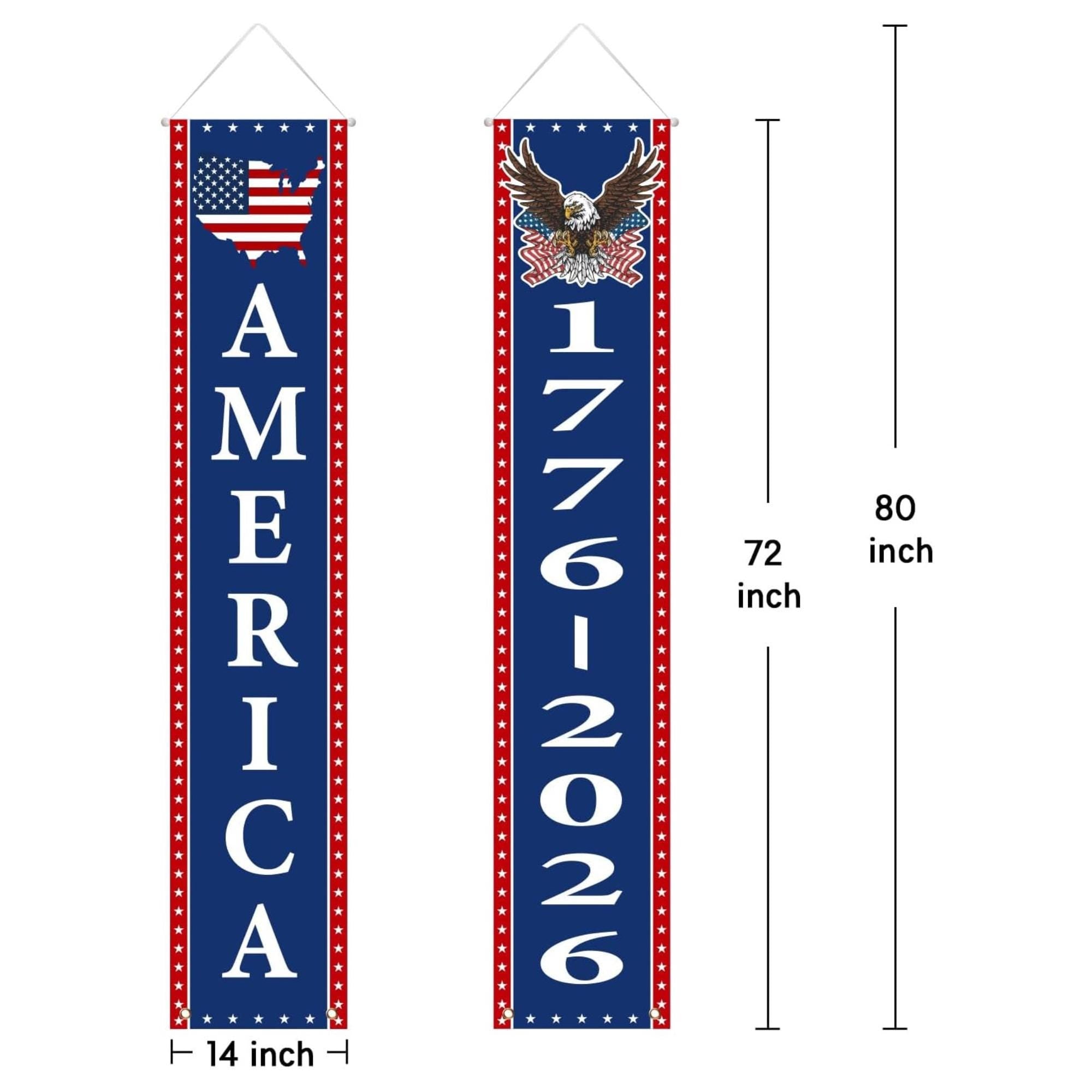 Patriotic Porch Banners: USA 250th Anniversary 1776-2026 Decorations