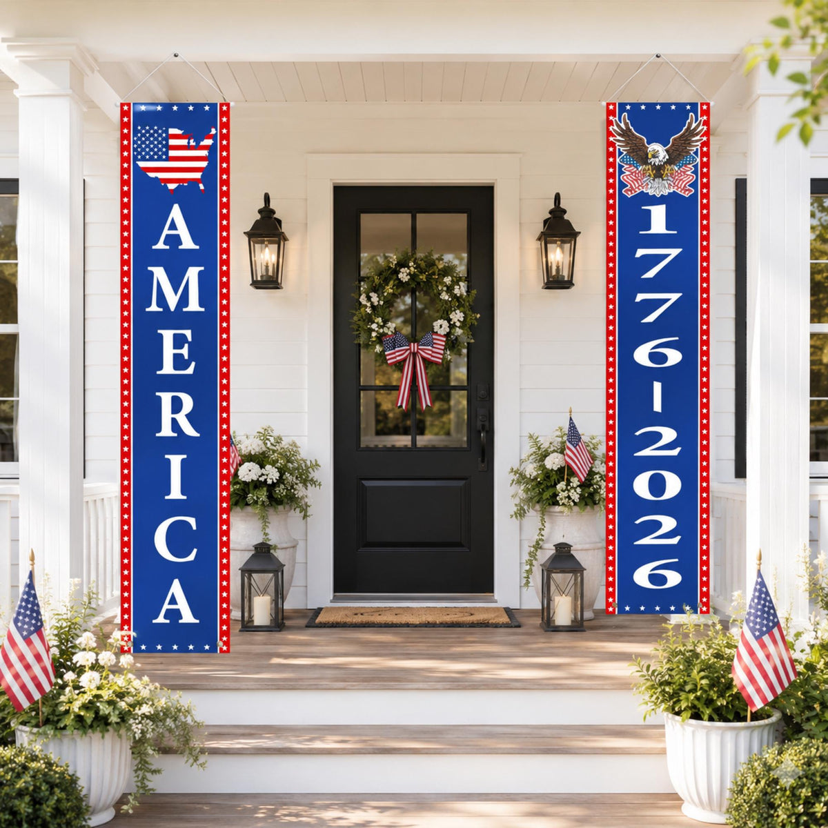 Patriotic Porch Banners: USA 250th Anniversary 1776-2026 Decorations