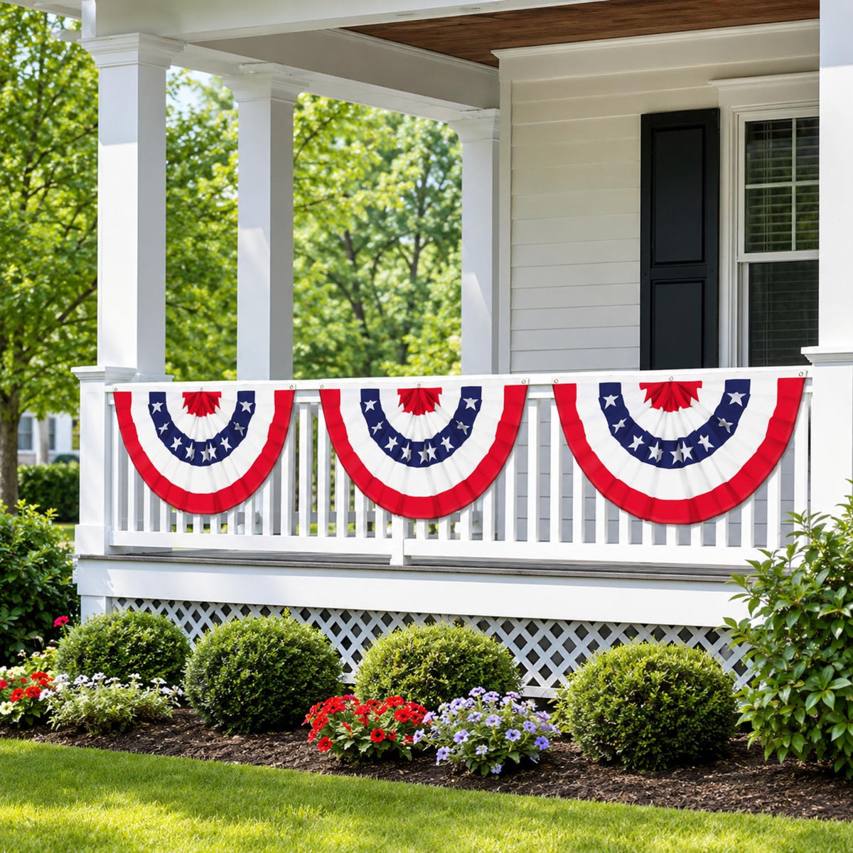 American Flag Bunting Set: Patriotic Porch Decorations for 4th of July, Memorial Day USA