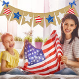Patriotic Burlap Banner: Red White Blue Stars Garland for 4th of July Parties