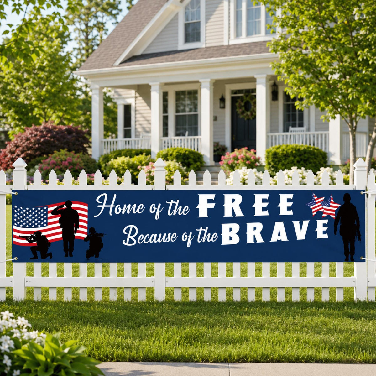 Patriotic Burlap Banner: Red White Blue Stars, Independence Day Party Decor