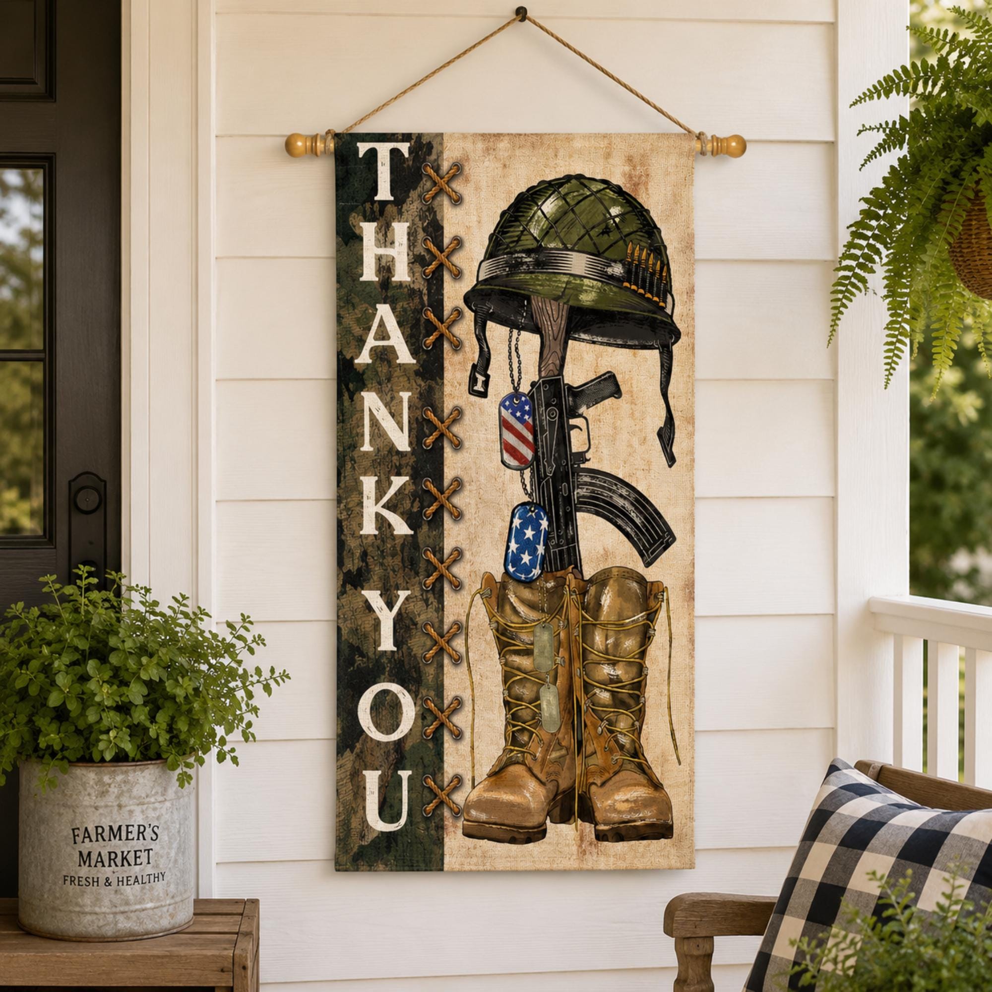 Thank You Heroes Military Boots Flag – Patriotic Veteran Outdoor Decor