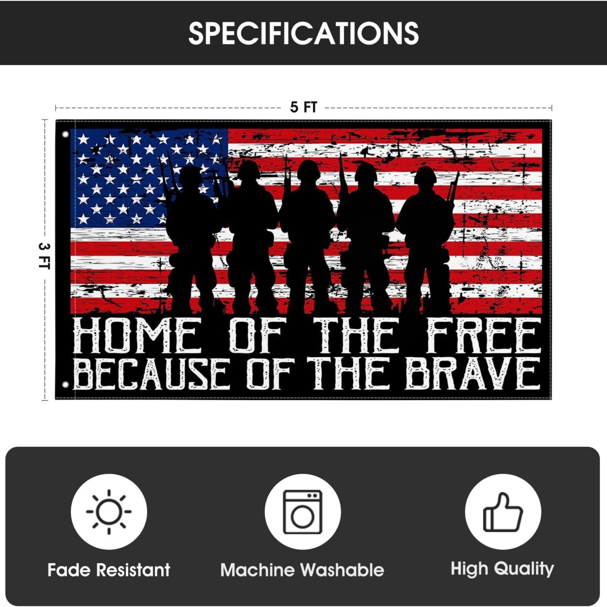 Patriotic Veteran House Flag: Double Sided USA Memorial Day Banner