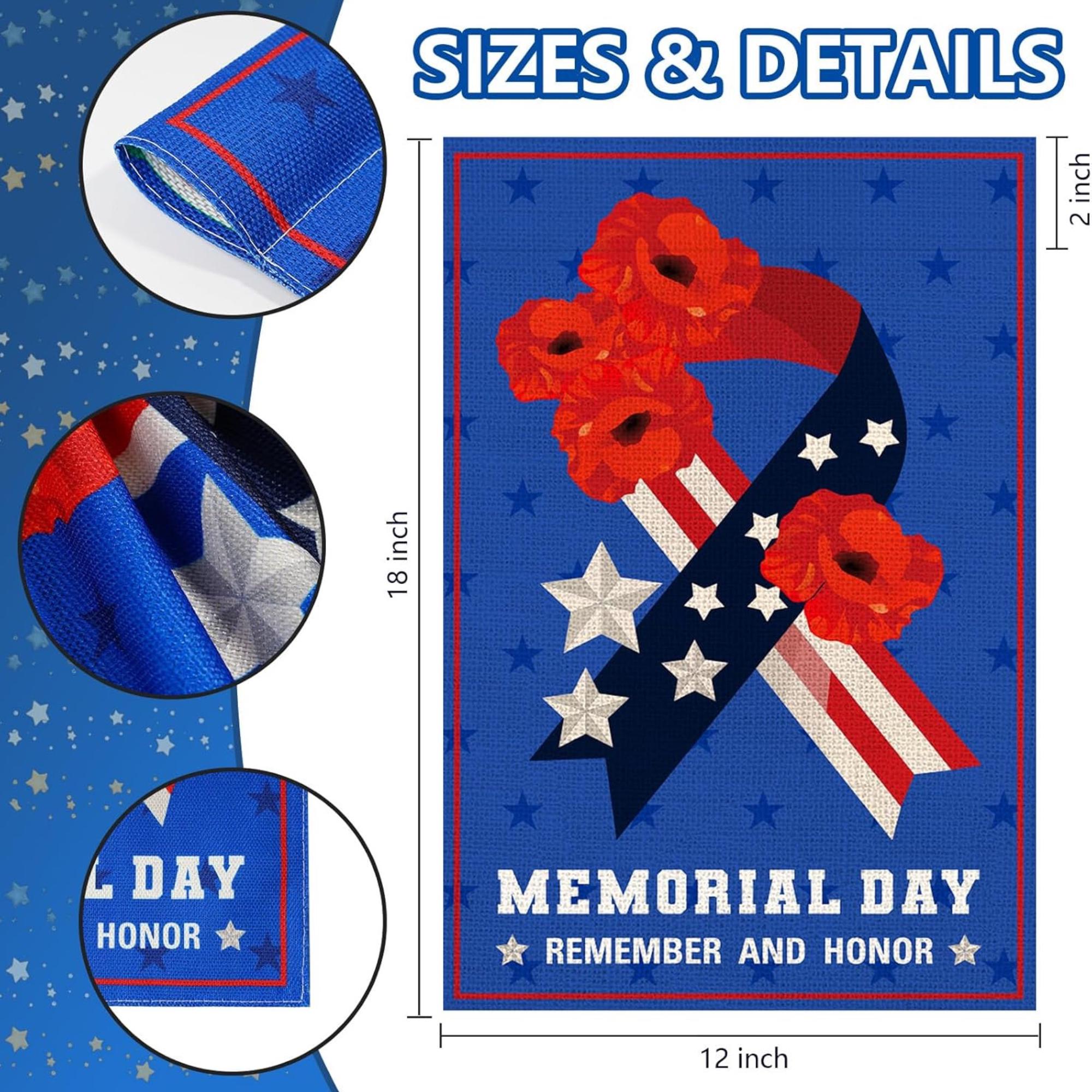 Memorial Day Garden Flag Double Sided Burlap Patriotic Yard Decoration Outdoor American Decor