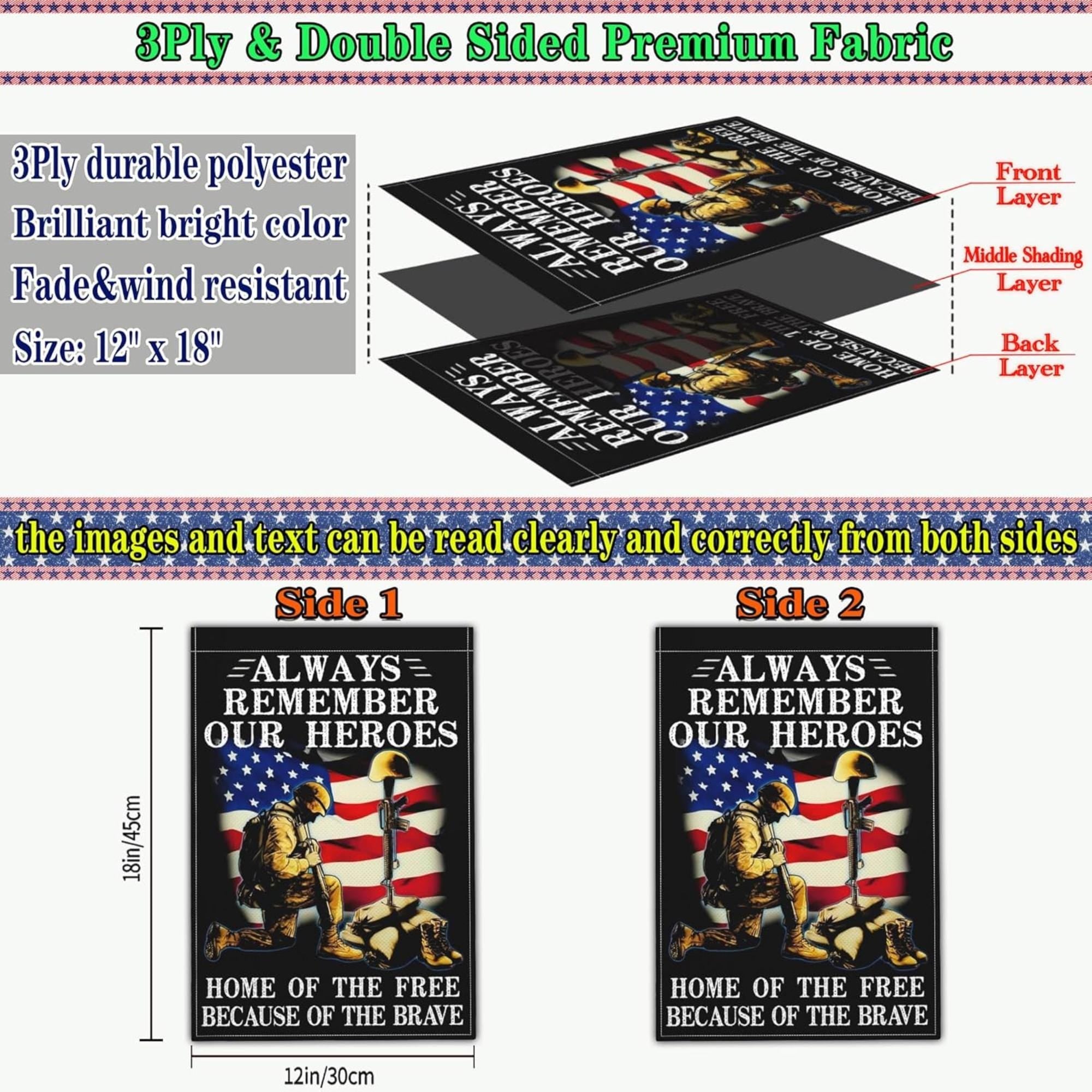 Patriotic Garden Flag: Memorial Day, 4th July, Veterans Day Outdoor Decor