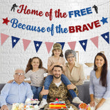 Thank You Veterans Banner Patriotic Glitter Garland Memorial Day 4th Of July Party Decorations