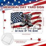 Patriotic Soldier Boots Yard Sign: Home of the Free Because of the Brave Memorial Day Decor