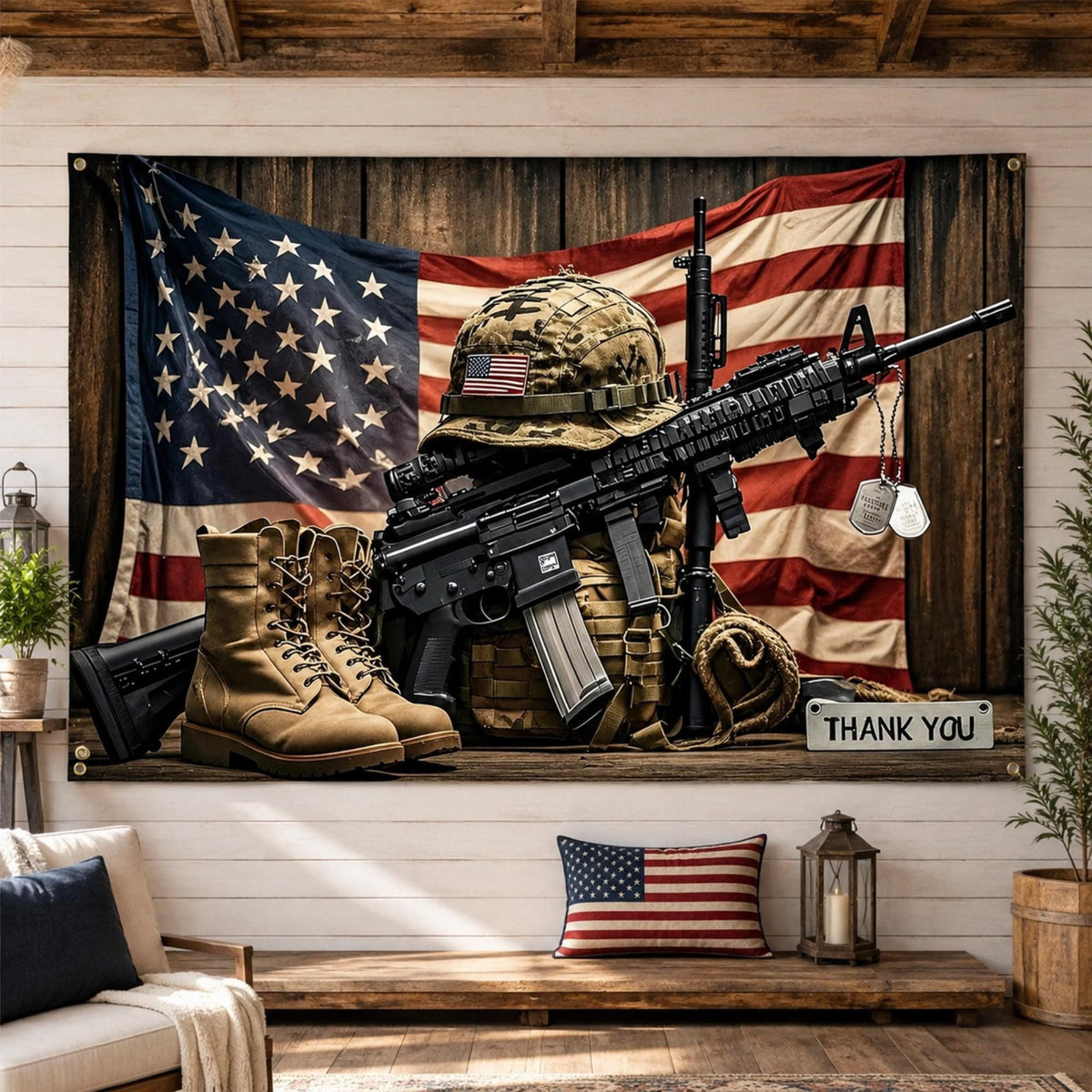 Patriotic Soldier Backdrop Banner 4th Of July Memorial Day Veterans Day Party Decoration