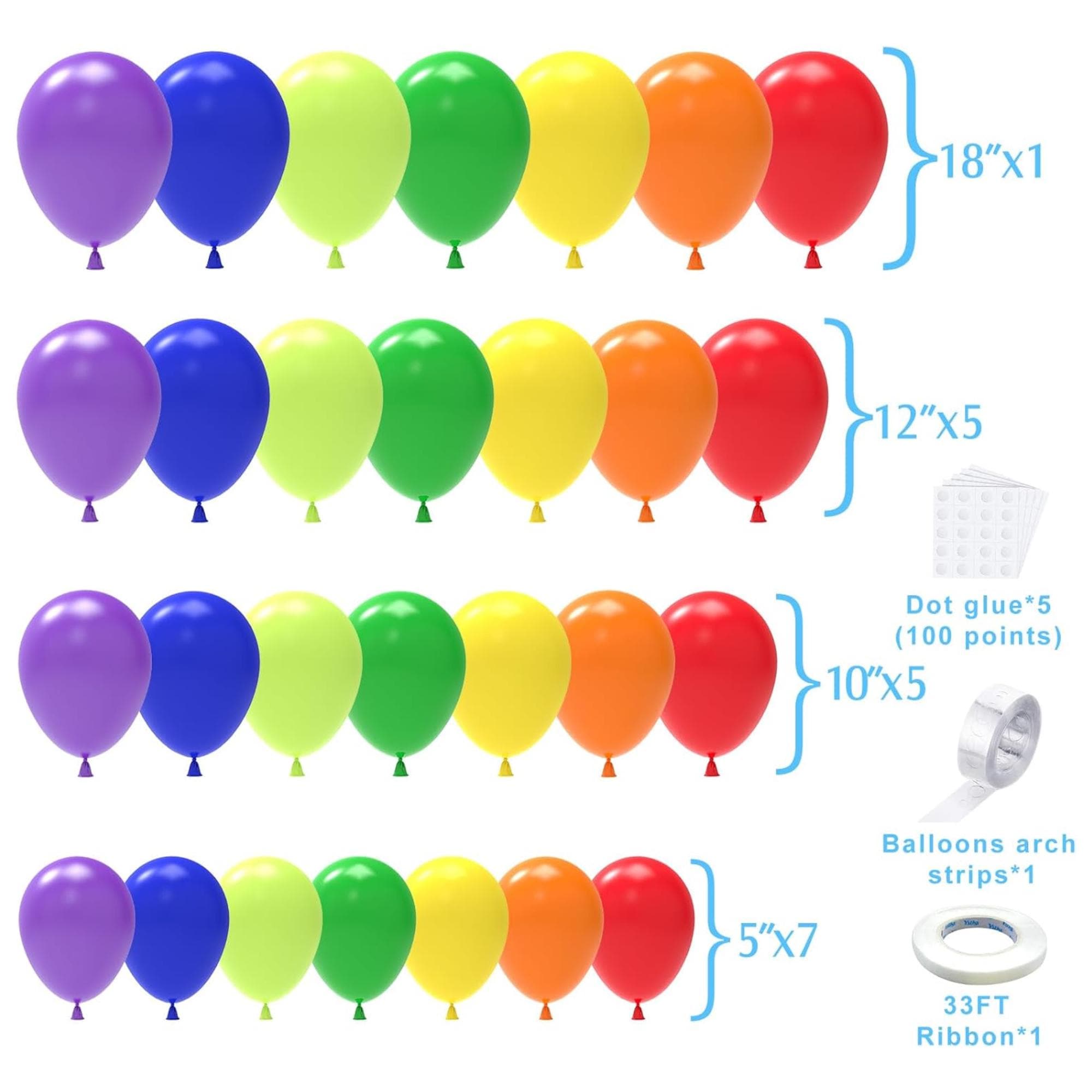 Rainbow Balloon Arch Kit 126pcs Colorful Garland Balloons Wedding Birthday Baby Shower Party Decorations