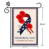 Memorial Day Garden Flag: Remember Honor Poppies Stars Stripes Patriotic Yard Decoration
