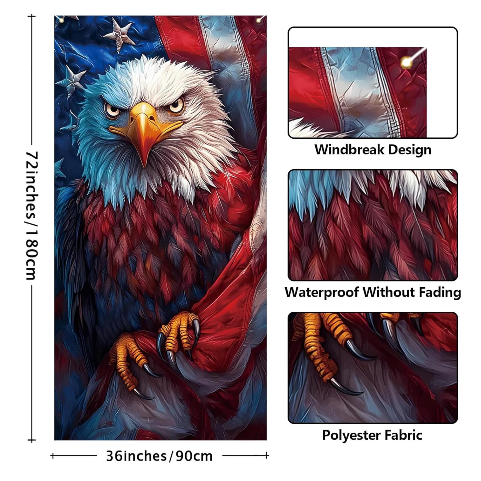 American Bald Eagle Door Cover Patriotic Backdrop 4th Of July Memorial Day Party Decoration
