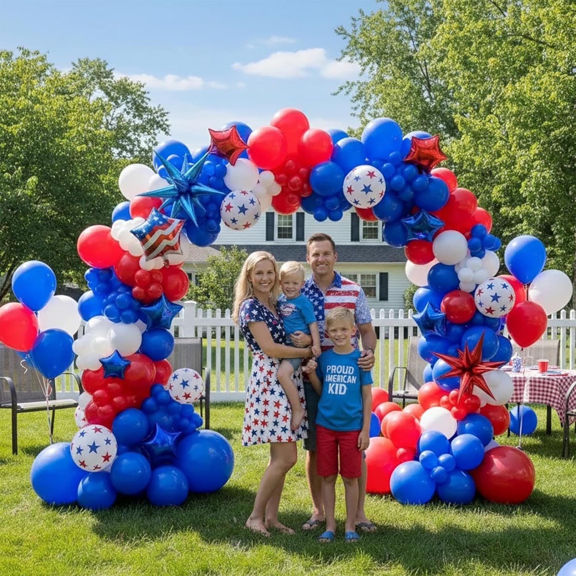 Patriotic Balloon Garland Arch Kit Red White Blue 250th Anniversary 4th Of July Decor