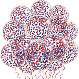 Star Confetti Balloons Red Blue Clear Latex Balloons 4th Of July Patriotic Party Decorations