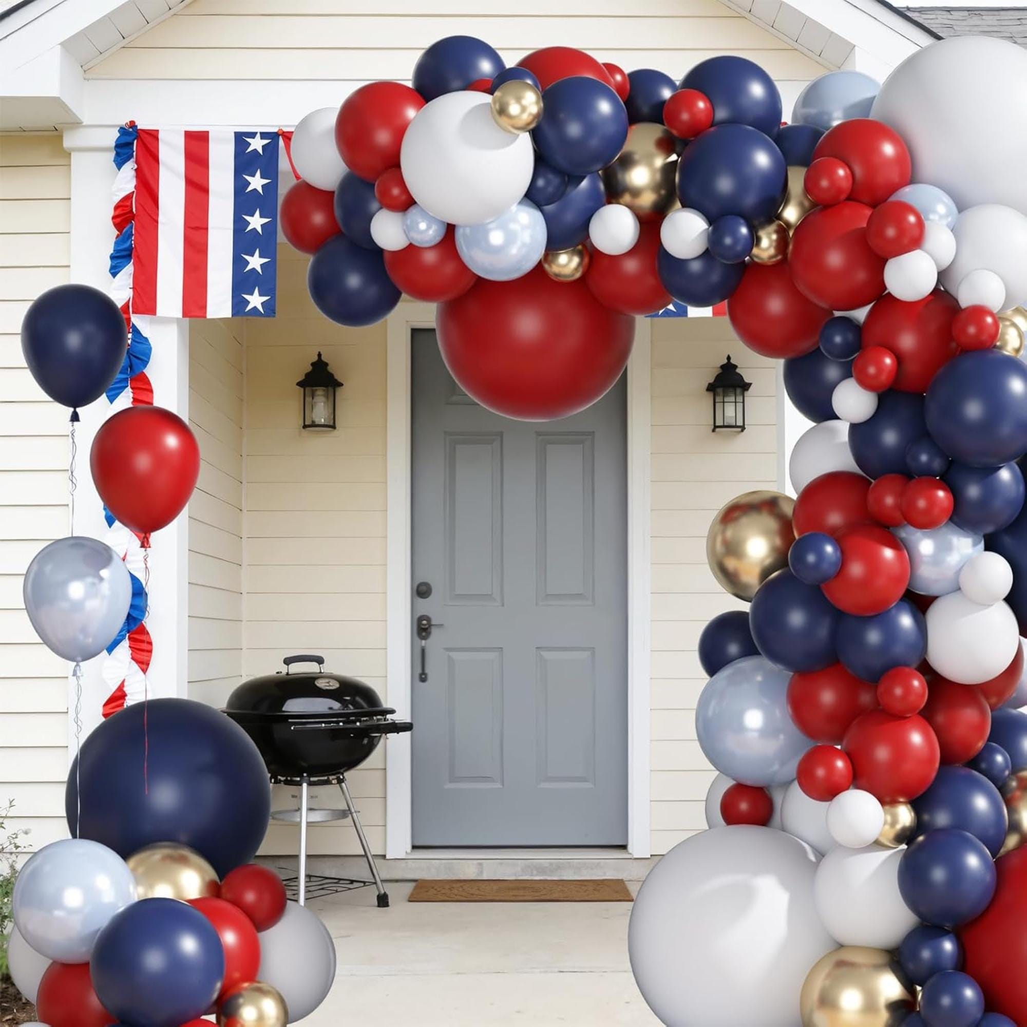 Patriotic Balloon Garland Kit Red White Blue 4th Of July Memorial Day Party Decorations