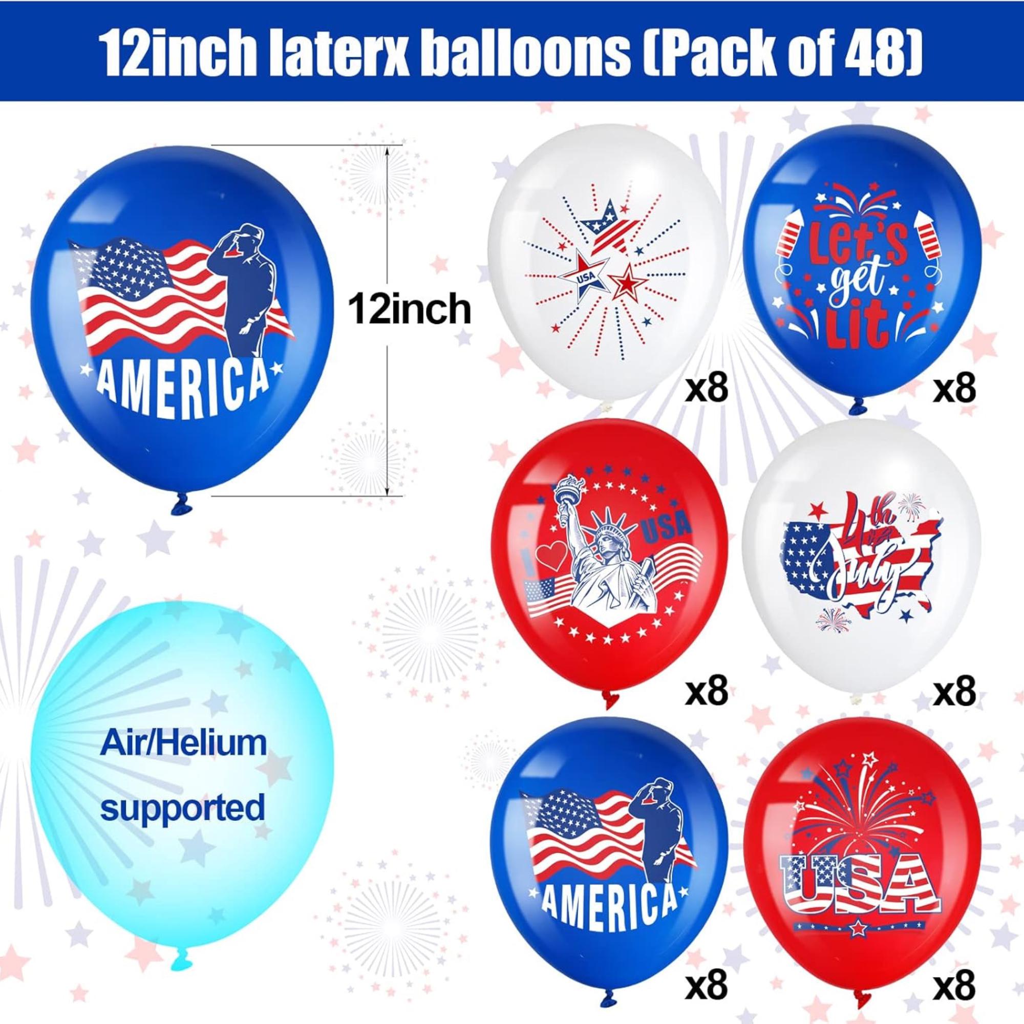 4th Of July Patriotic Balloon Set Red White Blue 250th Anniversary USA Party Decorations