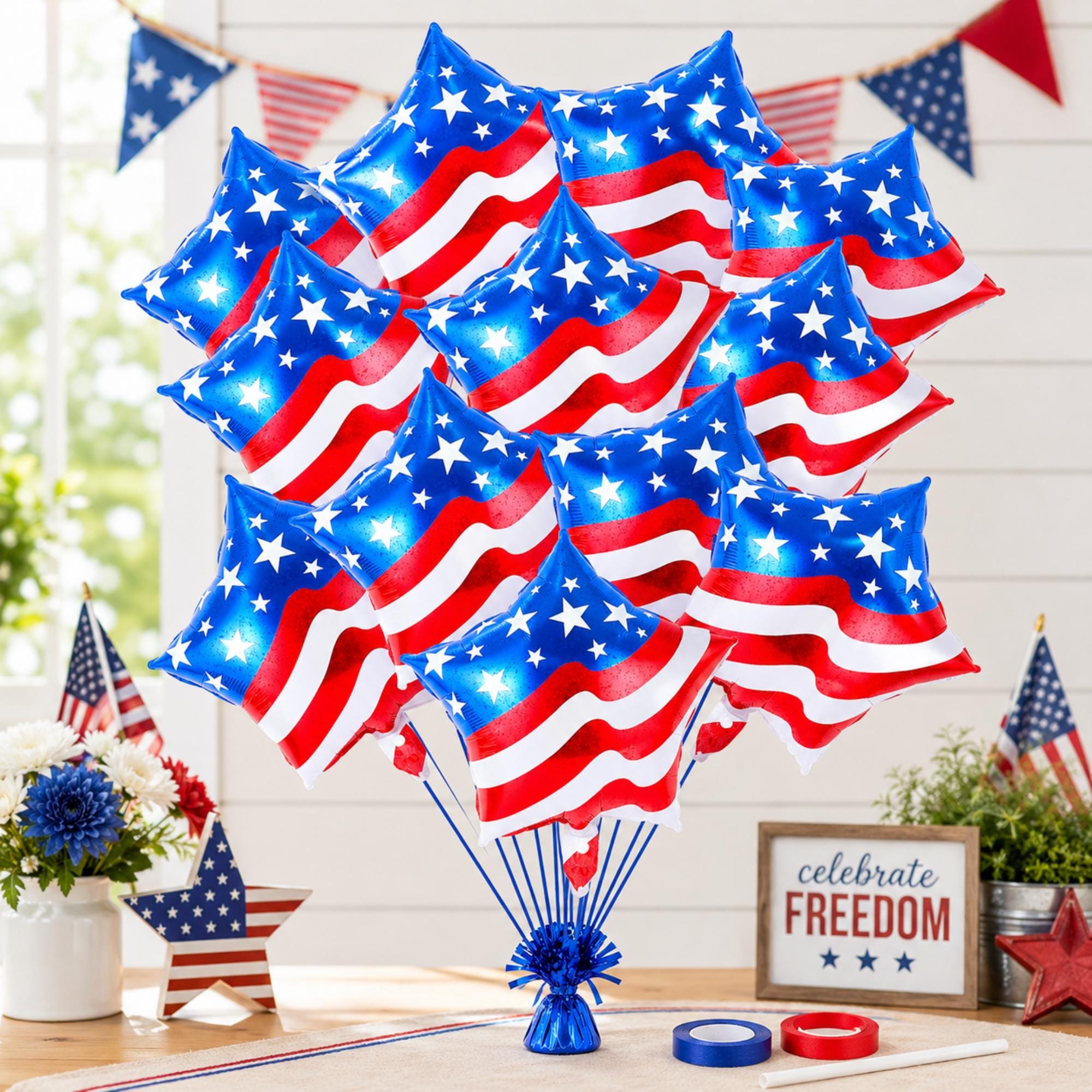 American Flag Star Foil Balloons Patriotic 4th Of July Memorial Day Party Decorations