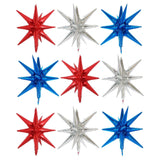 Patriotic Starburst Foil Balloons Red White Blue 4th Of July Party Decorations