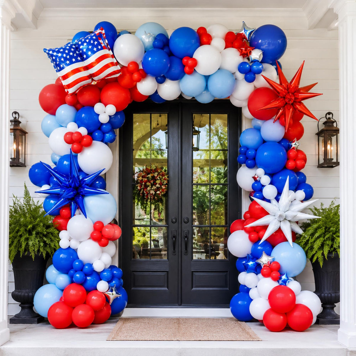 Patriotic Balloon Garland Arch Red White Blue 4th Of July Party Decorations