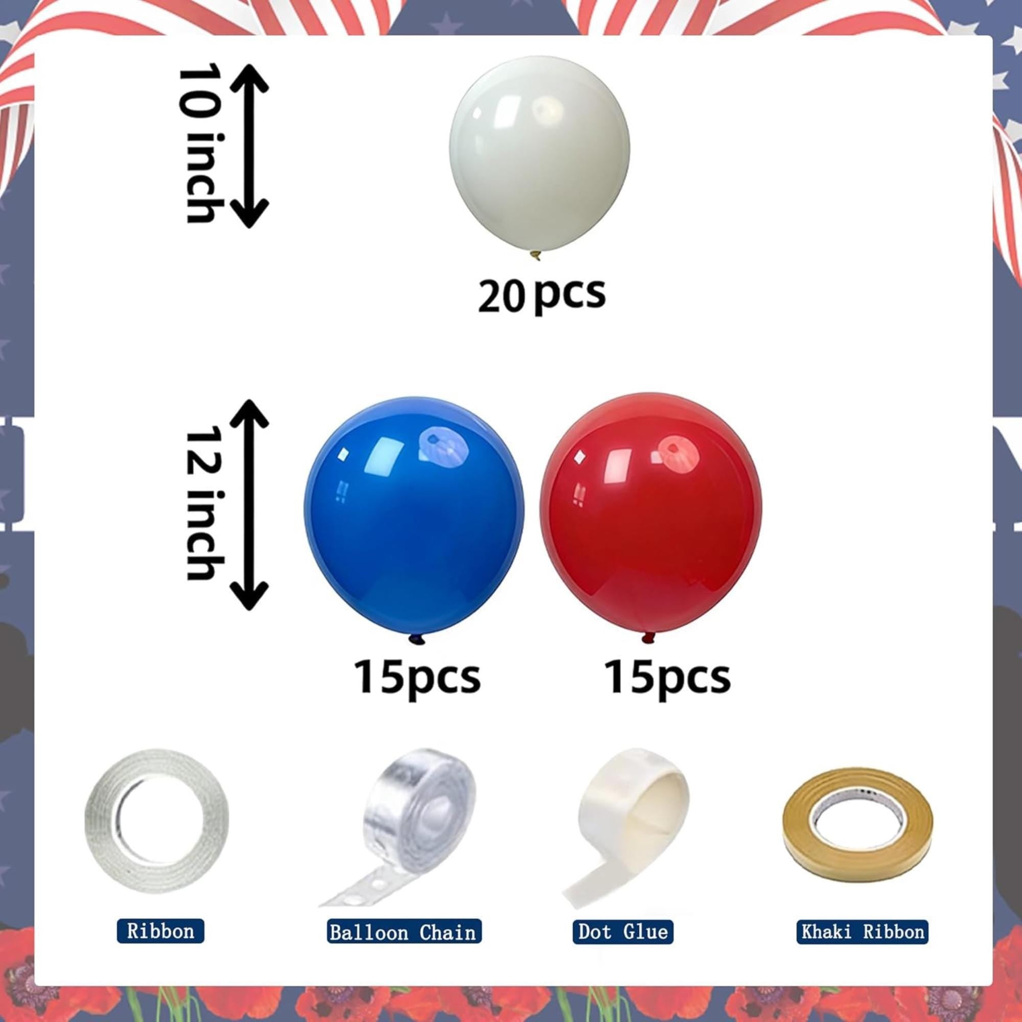 Memorial Day Party Decoration Kit Patriotic Balloon Arch Backdrop Tablecloth Set