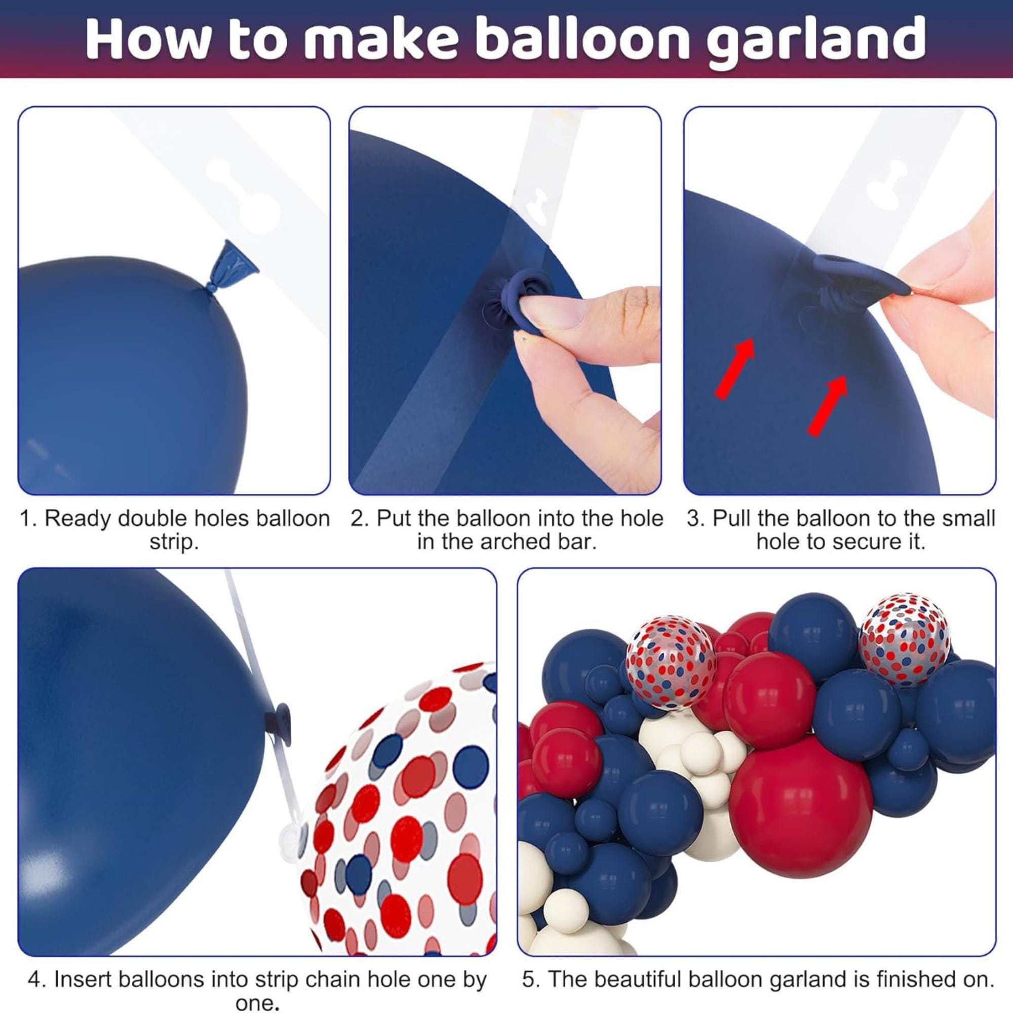 Patriotic Balloon Arch Kit Red White Blue 4th Of July Memorial Day Decorations