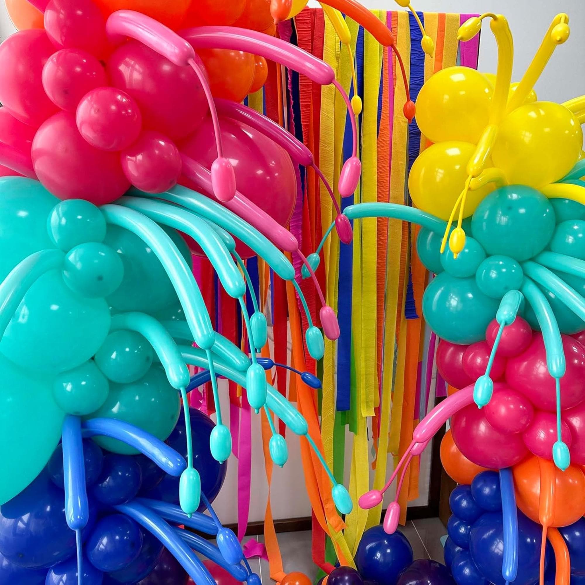 Rainbow Balloon Arch Kit: Round & Long Balloons for Parties, Birthdays, Cinco De Mayo Decorations
