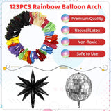 80s Disco Balloon Arch Kit: UV Neon Star Balloons, Rainbow Garland for Parties