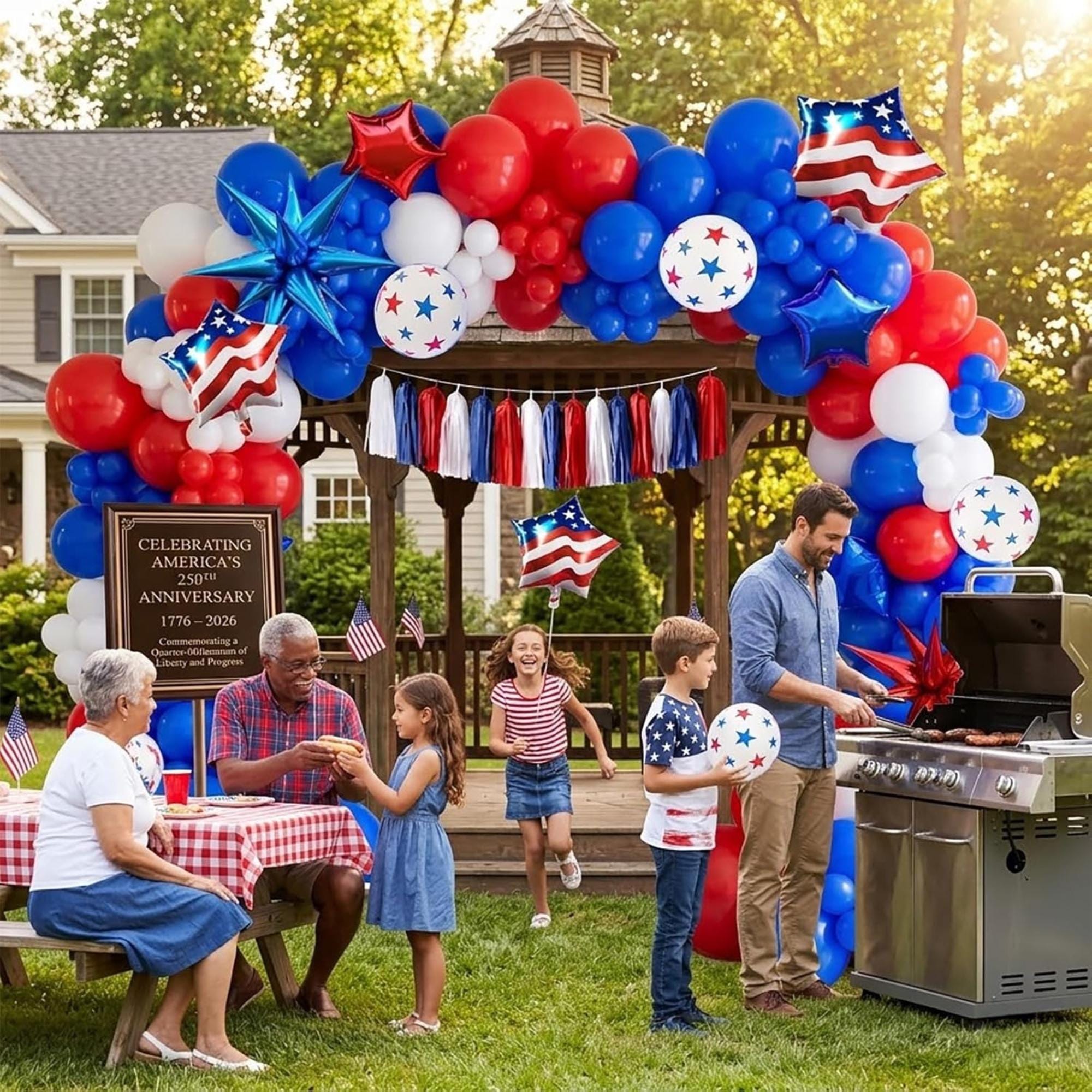 Patriotic Balloon Garland Kit Red White Blue 250th Anniversary Party Decor