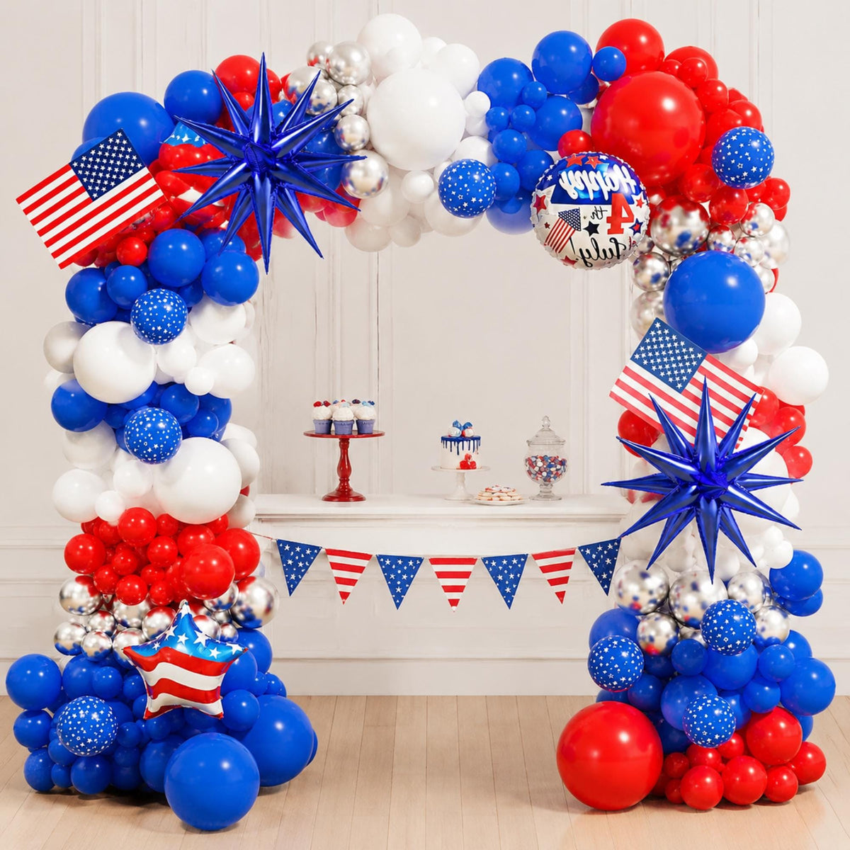 Patriotic Balloon Garland Arch Kit Red White Blue 4th Of July Party Decor