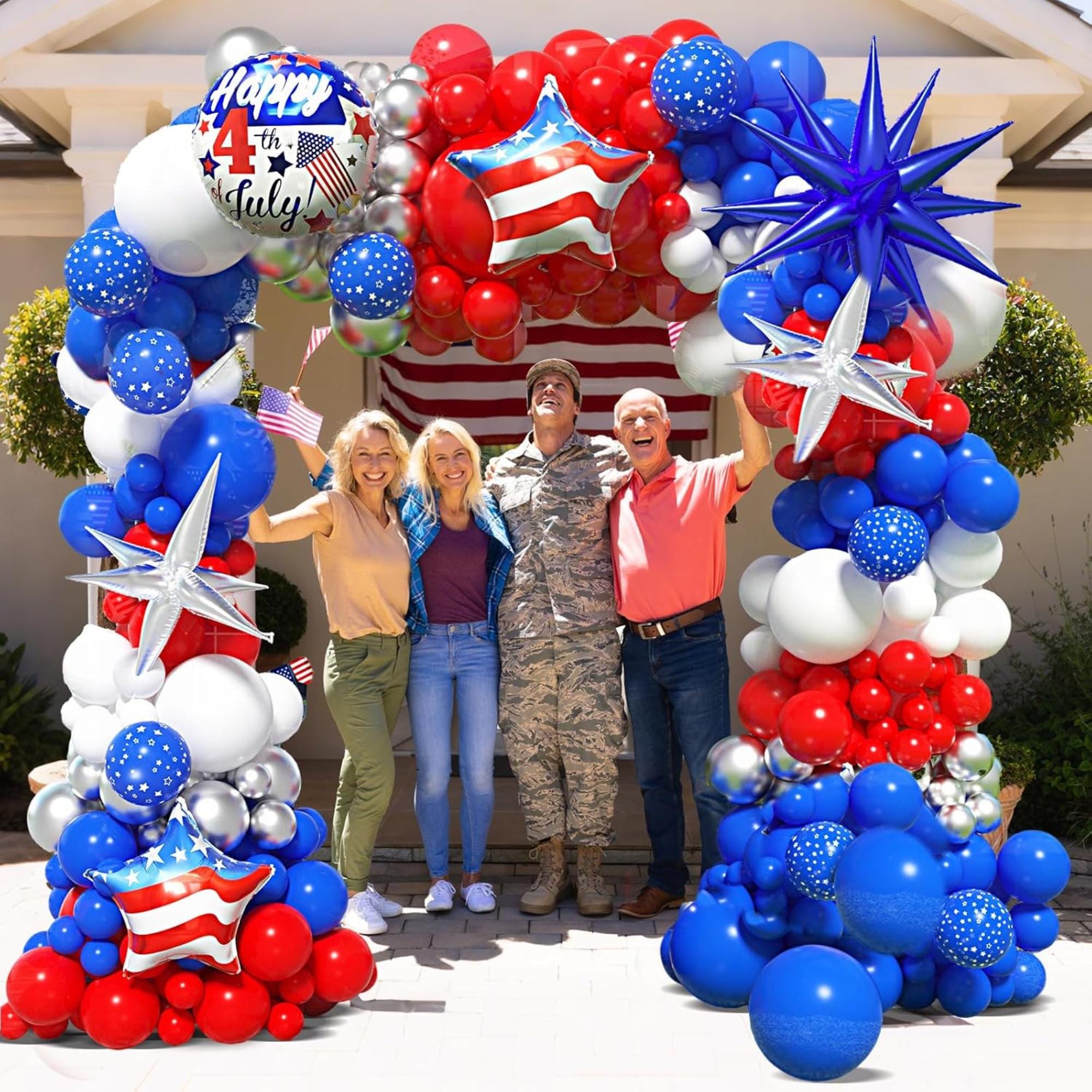 Patriotic Balloon Garland Arch Kit Red White Blue 4th Of July Party Decor
